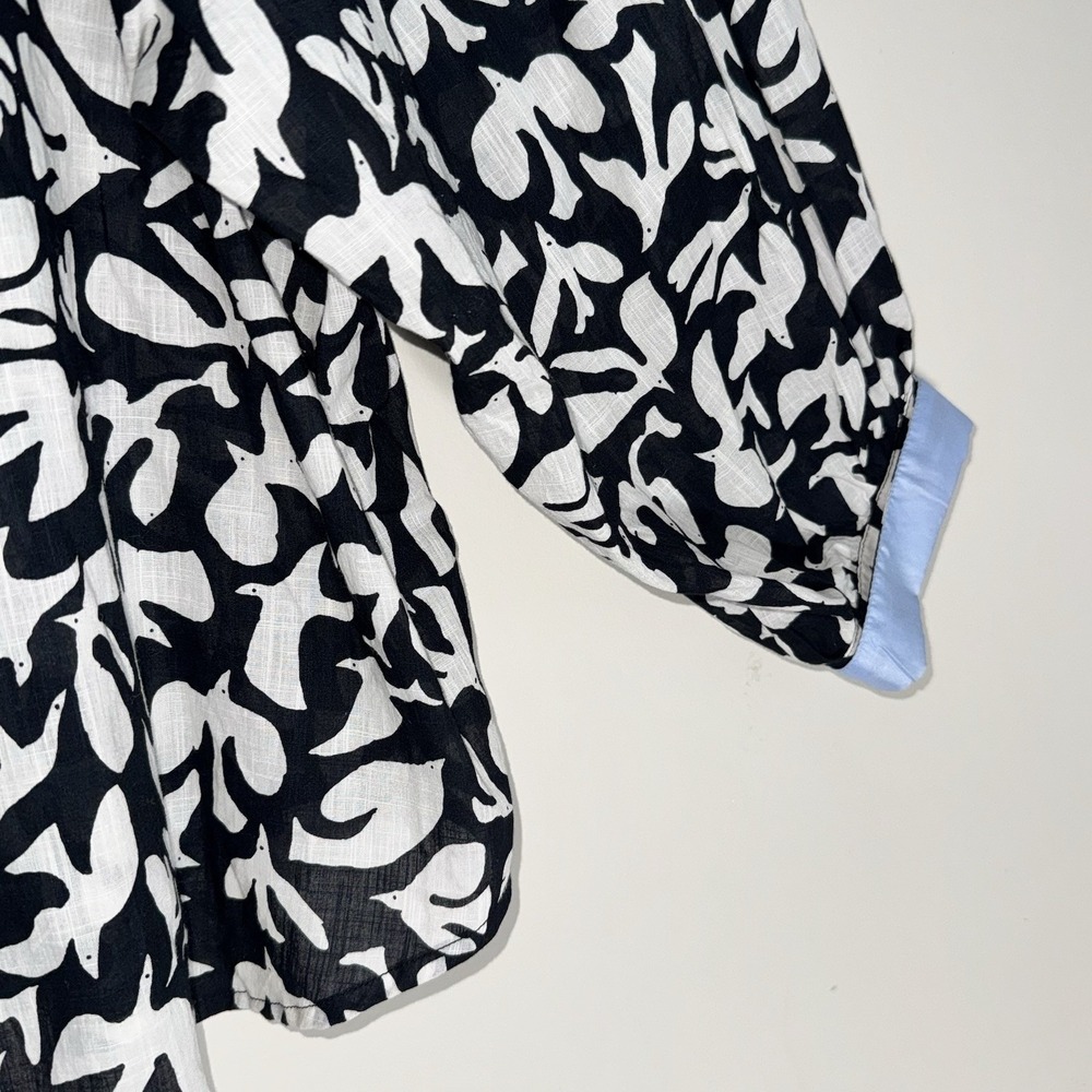 Anthropologie Danielle Kroll Womens Whismy Bird Button Up Blouse Top Size Medium - Picture 5 of 16